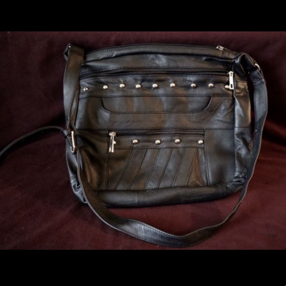 Black Concealed Carry Shoulder Strap Purse